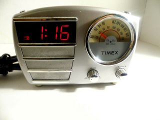 Vintage Timex Alarm Clock Radio Silver Model T247s Shape