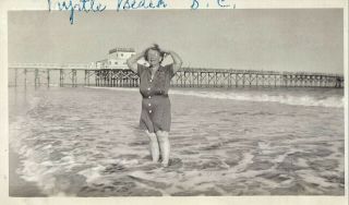 2 Vintage Old 1940 Photos Of Friends Women At Myrtle Beach Pier Dance House S.  C.