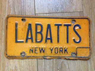 Vintage Labatt Us Car License Plate From Major American Distributor 