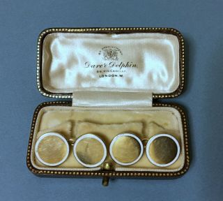 Antique 9ct Gold Enamel Gents Chain Linked Cufflinks Piccadilly Boxed