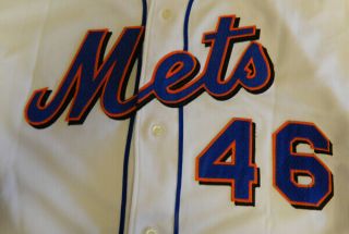 1999 York Mets 46 Game Issued Possibly Game White Alt Jersey 3