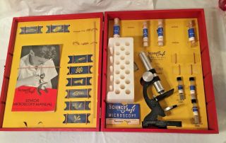 Vintage.  Science Craft.  Precision Built Microscope.  Case W/ Accessories.  1947