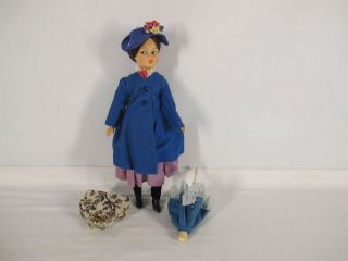 Vintage 1964 Horsman Walt Disney Mary Poppins 12 " Doll W/bag & Umbrella Yqz