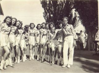 Vintage Old 1940 Photo Of Girls Majorettes Baton Twirling In Visalia California