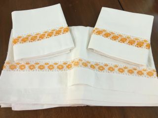 Lovely Vintage Tatted Flat Sheet And Matching Pillowcases 80 X 88