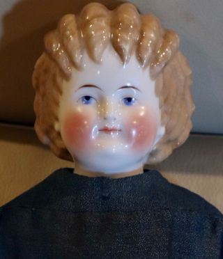 Antique 21 " Rare C1870 German China Head Spill Curls Doll W/rare Foot Attachment