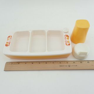 Vtg Baby Food Tray Set Keep Hot Cold Divided Plate Suction Bottom Sippy Cup Feed 2