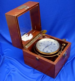 Vintage THOMAS MERCER 20316 Marine Ship Chronometer 56 hours dated ER 1953 2