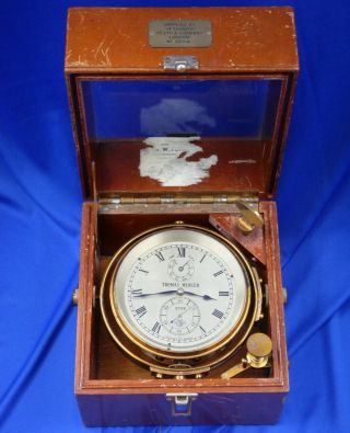 Vintage THOMAS MERCER 20316 Marine Ship Chronometer 56 hours dated ER 1953 3