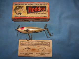 Vintage Heddon Wounded Spook Lure White Shore,  Tough Color,  Box,  Papers