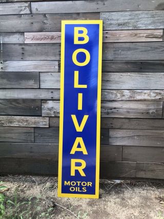 Antique Vintage Old Style Bolivar Motor Oil Gas Service Station Sign