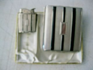 Vintage Evans Art Deco Silver And Black Cigarette Holder & Matching Lighter