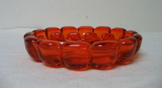 MID CENTURY VINTAGE RETRO Scallop Amber Orange ART GLASS LARGE 7 