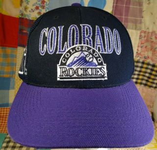 Vintage 90s Colorado Rockies Sports Specialties Laser Snapback Hat Cap