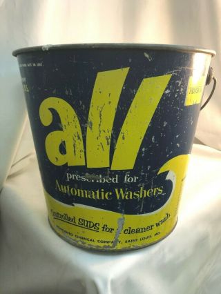 Vintage All Laundry Detergent Bucket Large Galvanized Metal Pail W Handle 10.  5 "