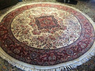 Large Fine Quality Round Antique Wool Hand Knotted Persian Rug Carpet Runner