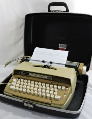 Vintage Smith Corona Coronet Electric 12 Portable Typewriter,  Case Gold Yellow