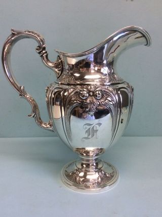 Sterling Silver Water Pitcher By Fisher,  “victoria” Pattern 10.  25” H