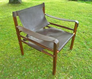 Arne Norell Vintage Sirocco Safari Chair Rosewood And Brown Leather 1960s Vgc