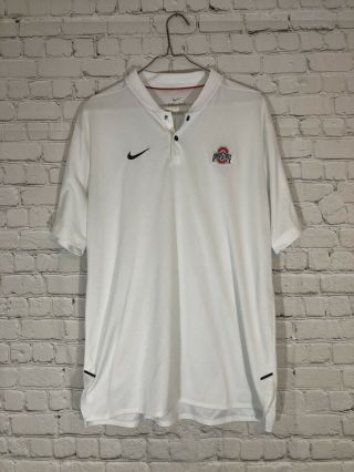 Nike Mens Ohio State Buckeyes Golf Shirt Sz L Dri - Fit White