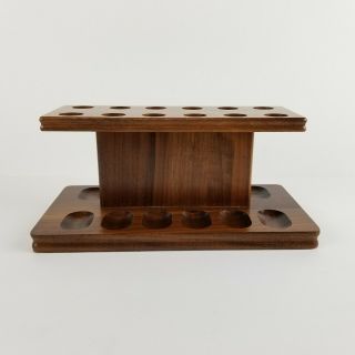 Vintage Decatur Pipe Rack Holder Stand Walnut Mid Century 12 Pipes 2