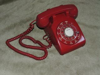 Vintage Rotary Desk Telephone In " Cherry Red " Western Electric