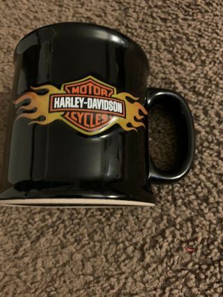 Harley Davidson Mug Large Coffee Cup 3d Embossed Logo Black Orange 18 Oz
