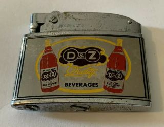 Rare Vintage D&z Quality Beverages Soda Flat Advertising Pocket Lighter