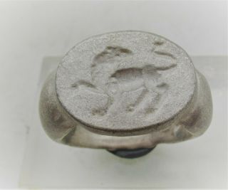 Circa 300 - 400ad Roman Era Silver Military Seal Ring Horse On Bezel
