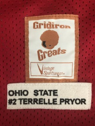 Vintage Ohio State OSU Buckeyes Terrelle Pryor 2 Gridiron Greats Jersey Red XXL 3