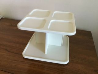 Vintage Tupperware Spice Carousel Lazy Susan Caddy,  Square White