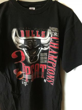 Vtg Chicago Bulls 1993 Nba Championship Championship Tshirt Size Xl 3 Peat