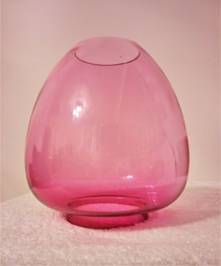 Vintage Cranberry Beehive Style Oil Lamp Shade To Suit 4 " Fitter