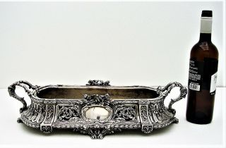 Elegant Neoclasical French Saglier Silver Bronze Jardiniere Centerpiece Pierced