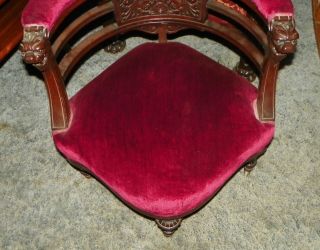 Walnut Carved Lion Corner Chair / Parlor Chair 2
