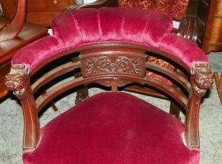 Walnut Carved Lion Corner Chair / Parlor Chair 3