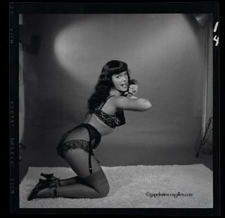 Bettie Page 1954 Camera Negative Photograph Bunny Yeager Garters And Stockings 2
