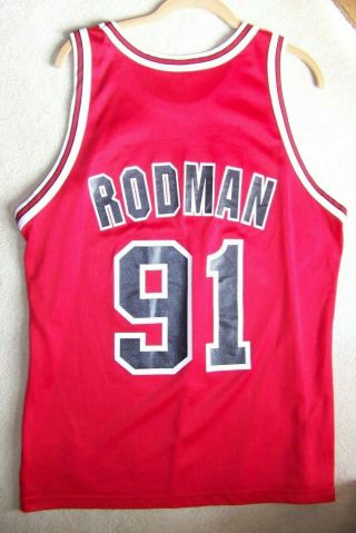 Vintage 90 ' s DENNIS RODMAN CHICAGO BULLS BASKETBALL CHAMPION JERSEY 44 XL 2