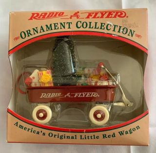 Vintage Radio Flyer Little Red Wagon Model 101 Christmas Ornament Discolored Box