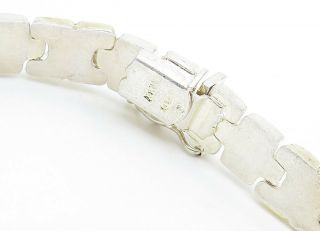 925 Sterling Silver - Vintage Two Tone Shiny Square Link Chain Bracelet - B5969 3