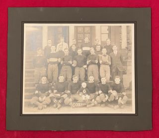 1911 Cornell University Football Team Cabinet Photo W Great Mascot Antique Old