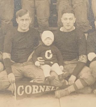 1911 Cornell University Football Team Cabinet Photo w Great Mascot Antique Old 2