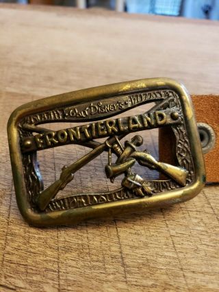 Vintage Frontierland Leather Belt And Buckle Walt Disney Productions Disneyland