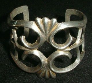 Vintage Sand Cast Navajo Cuff Bracelet Sterling Silver - Antique &