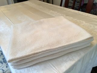Vtg Biddeford Ll Bean Waffel Weave Acrylic Blend Twin Blanket 65 " X 86 " Ivory