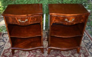 1920s English Regency Mahogany Nightstands / Bedside Tables / One Drawer