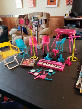 Vintage 1986 Barbie Rockers Live Concert Instruments Play Set Accessories 25,  Pc