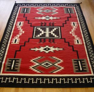 6 ' x 9 ' Southwest Hand Woven Navajo Style Storm Pattern Mexican Wool Large Rug 2