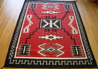 6 ' x 9 ' Southwest Hand Woven Navajo Style Storm Pattern Mexican Wool Large Rug 3