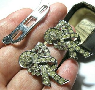Vintage Jewellery Art Deco Rhinestone Paste Crystal Dress Clip Duette Brooch Pin
